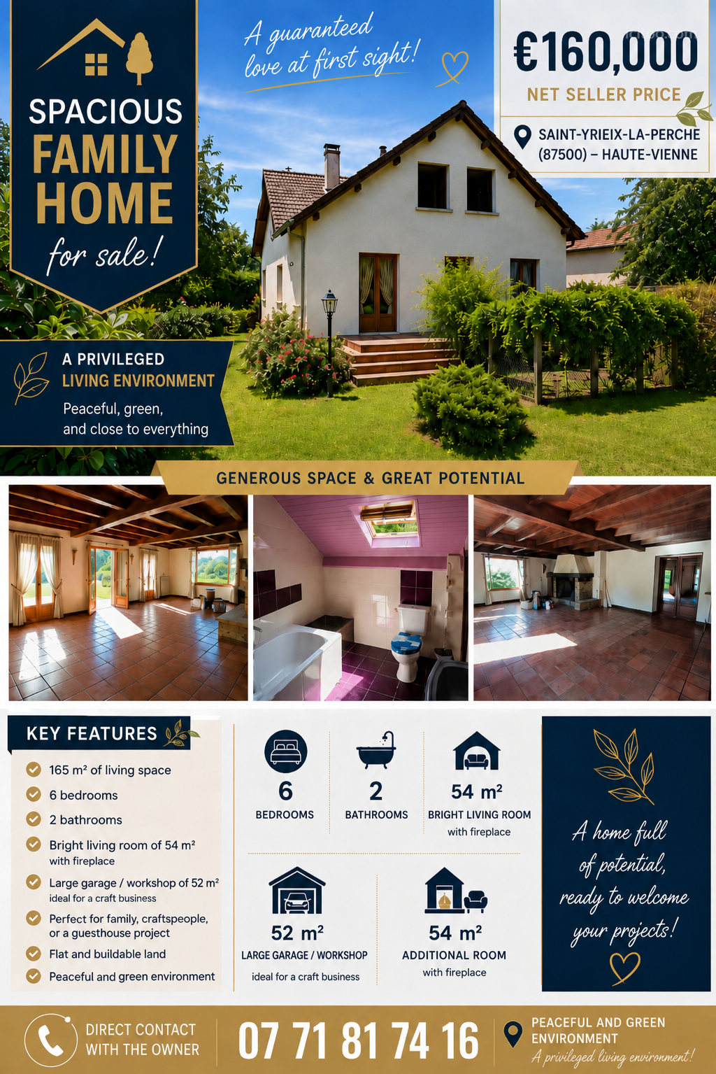 Grande maison familiale 165 m² – 6 chambres – atelier 54 m² – terrain 885 m² — photo 1