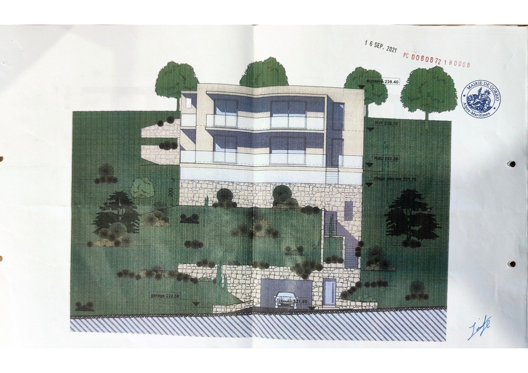 GORBIO, beau terrain à bâtir de 867 m2 avec permis pour maison de 148m2, piscine et garage — photo 2