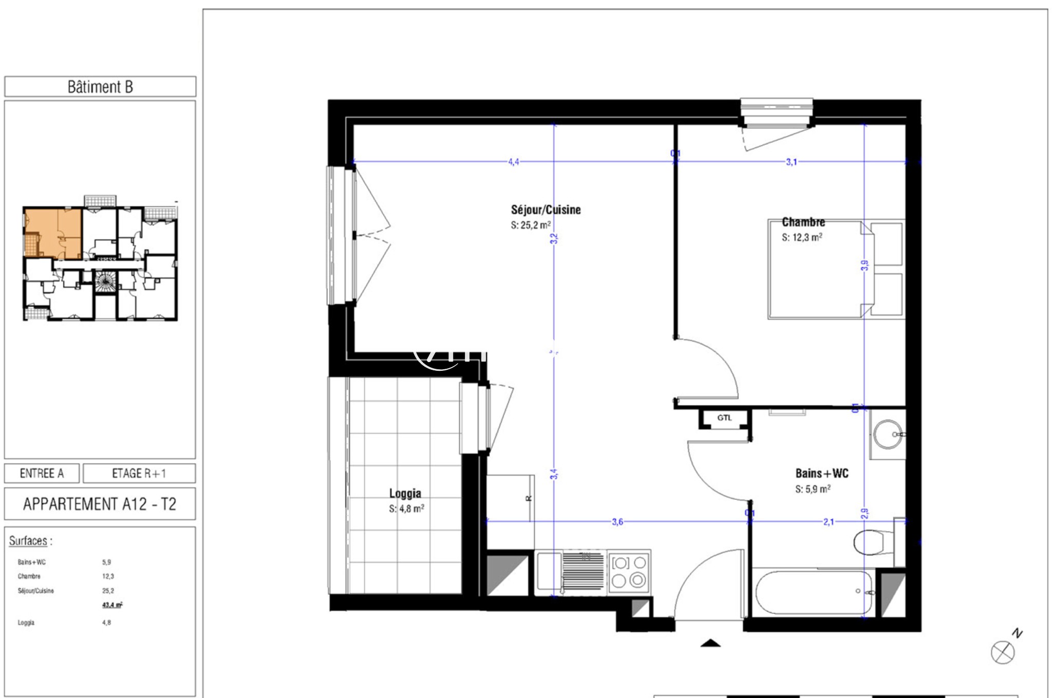Appartement T2 43,4 m2 — photo 8