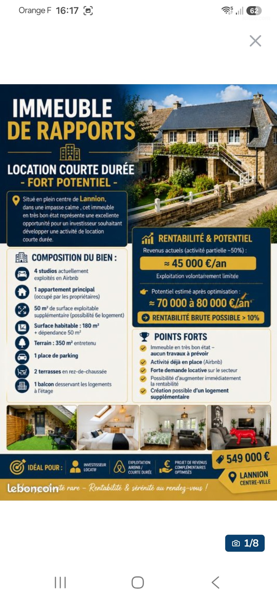 Immeuble à vendre à Lannion, 230 m², 8 pièces – photo 1 sur 8